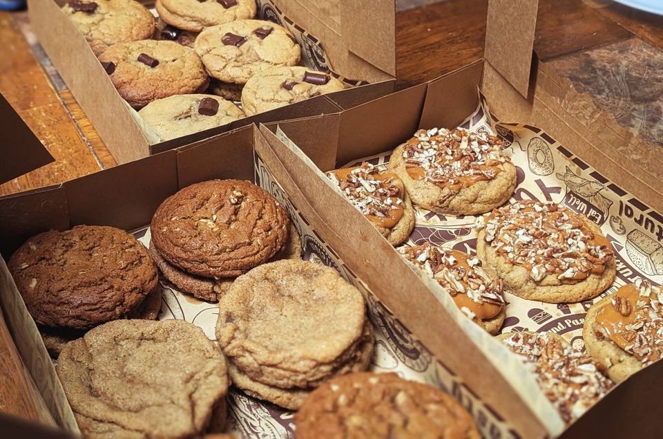 Cookies packed into kraft boxes